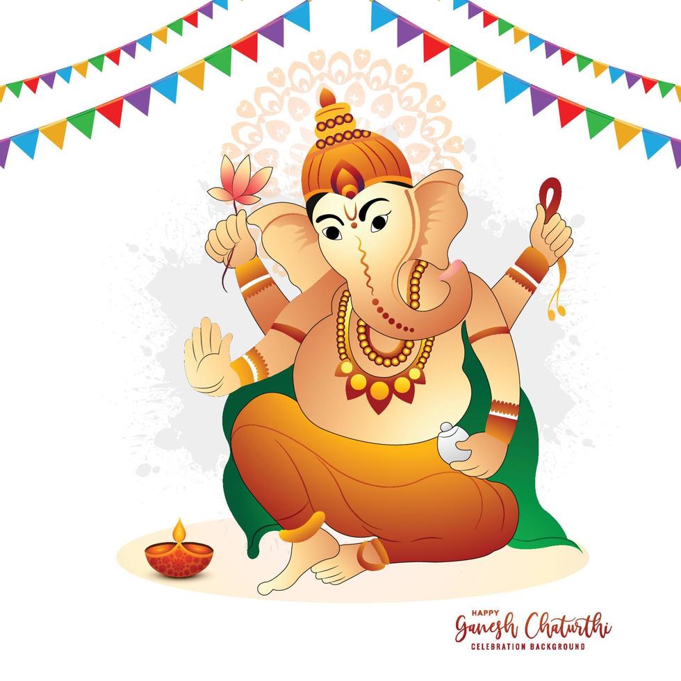 Lord ganpati design for ganesh chaturthi festival of india card background vector