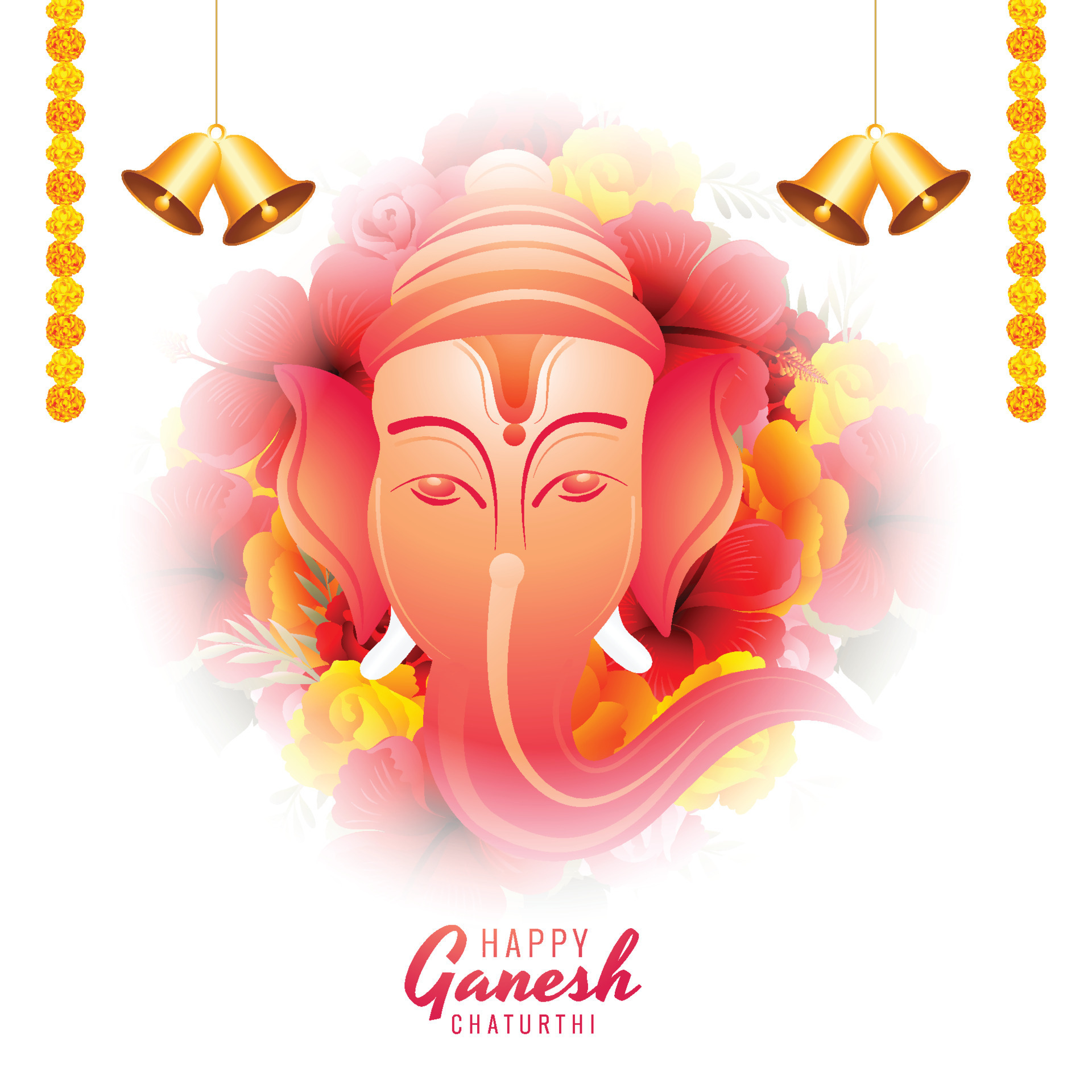 Happy ganesh chaturthi celebration with prayer to lord ganesha card