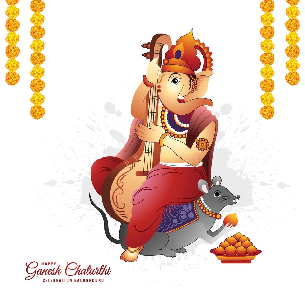 Happy ganesh chaturthi traditional greeting card background vector