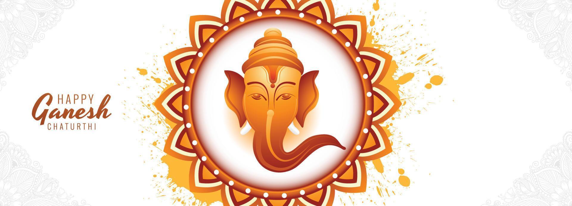 Happy ganesh chaturthi indian religious festival banner card design vector