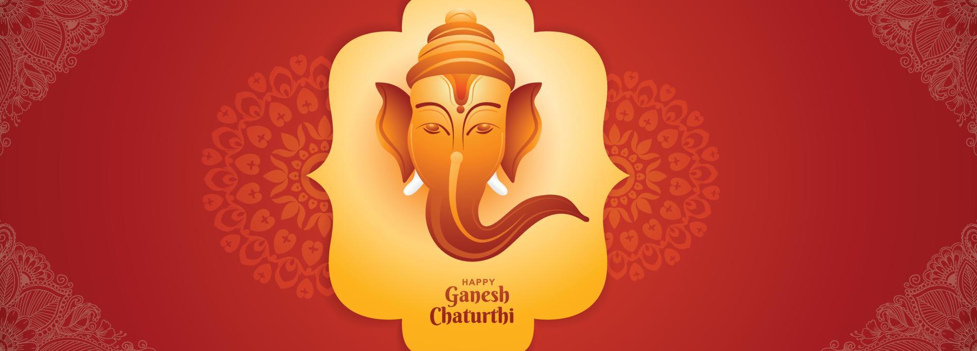 Happy ganesh chaturthi indian religious festival banner card design vector