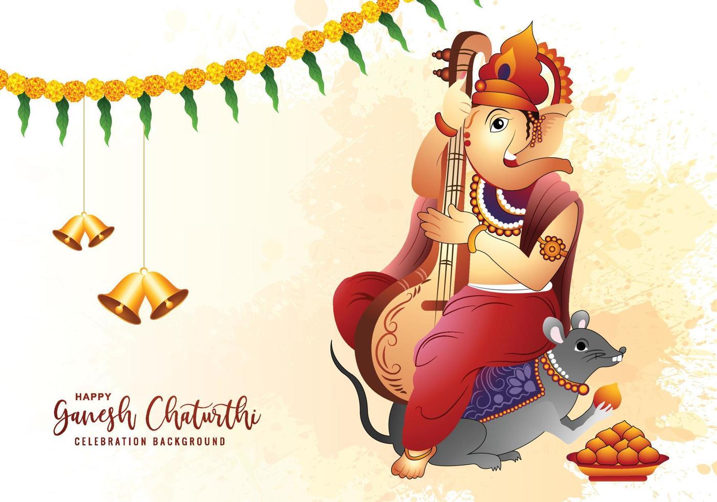 Happy ganesh chaturthi traditional greeting card background vector