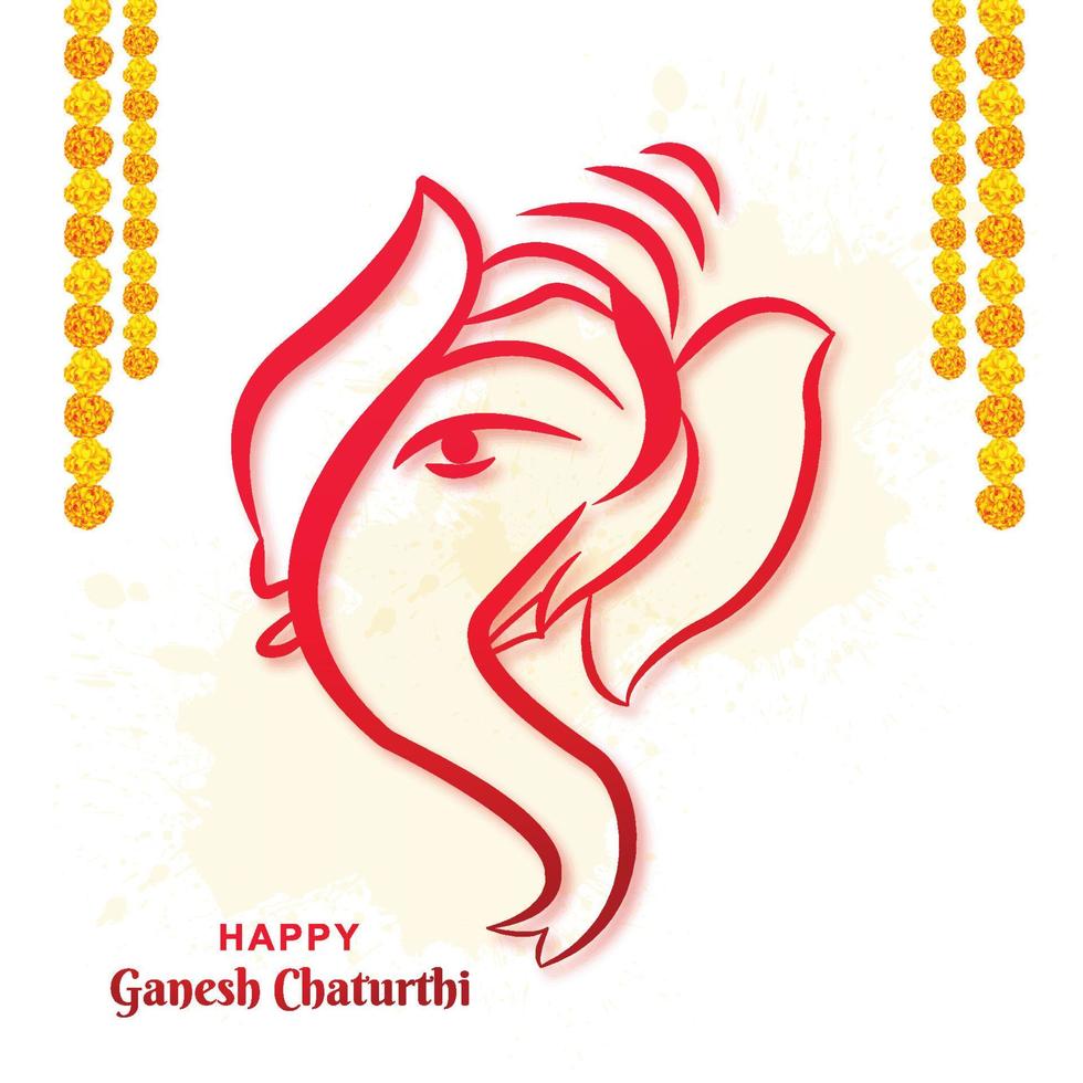 fondo de tarjeta de festival de ganesh chaturthi feliz artístico moderno vector