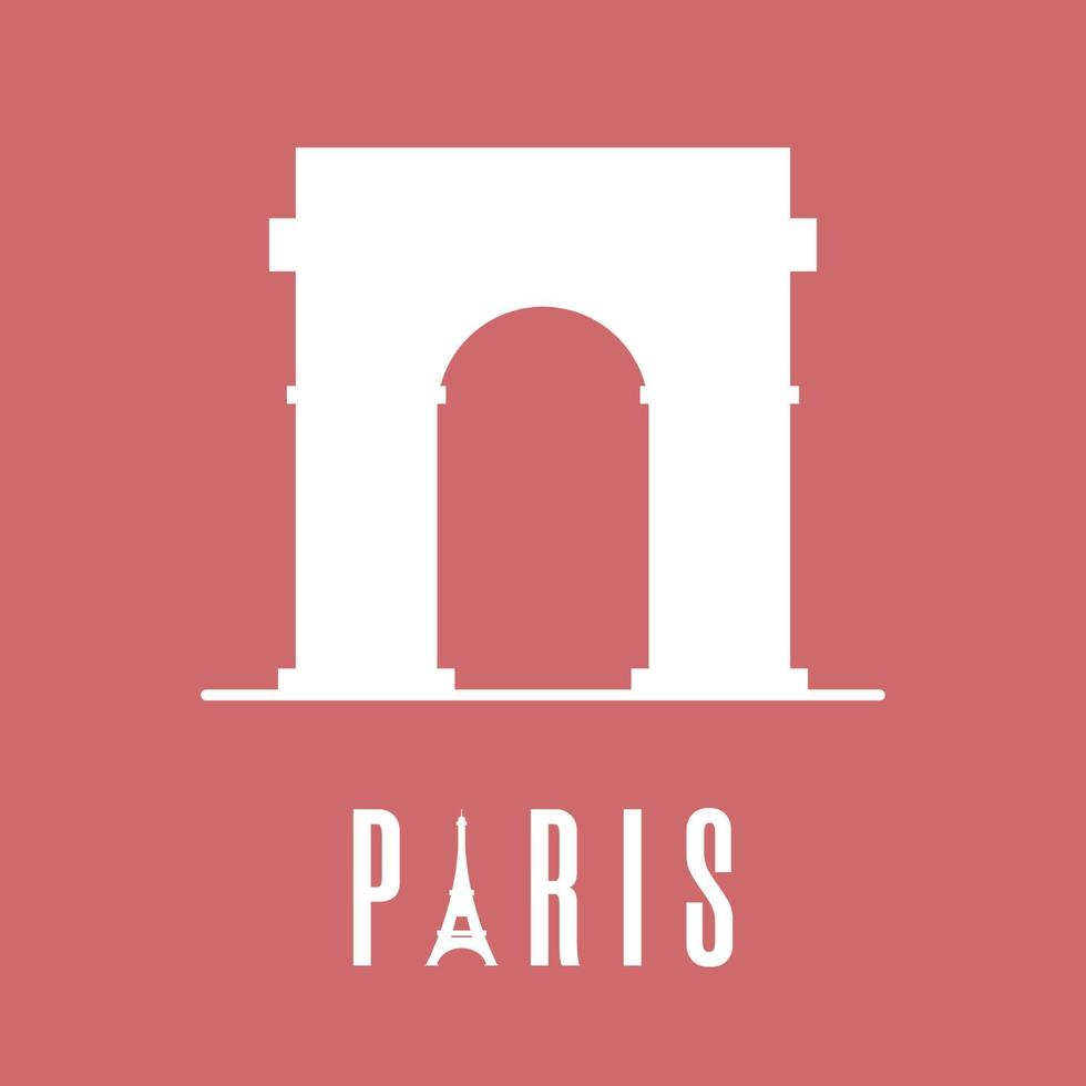 Silhouette icon of Triumphal Arch. Paris logo. Clean and modern vector illustration for design, web.