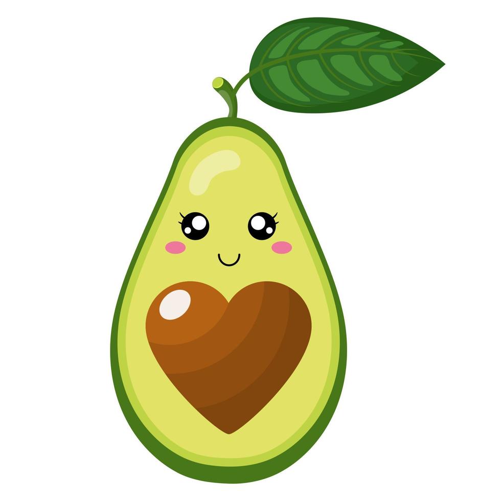 lindo personaje de aguacate de dibujos animados enamorado aislado sobre fondo blanco. ilustración vectorial para cualquier diseño. vector