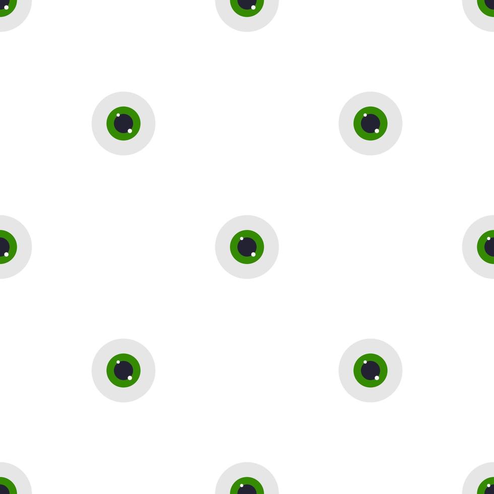 Seamless pattern with green eyeball icon. Clinic eye iris. Flat style. Vector illustration for design, web, wrapping paper, fabric, wallpaper.