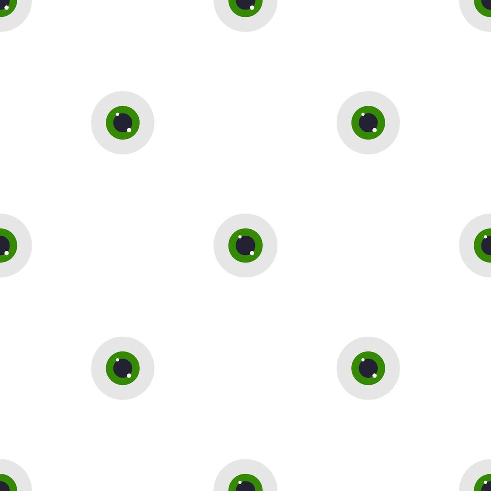 Seamless pattern with green eyeball icon. Clinic eye iris. Flat style. Vector illustration for design, web, wrapping paper, fabric, wallpaper.