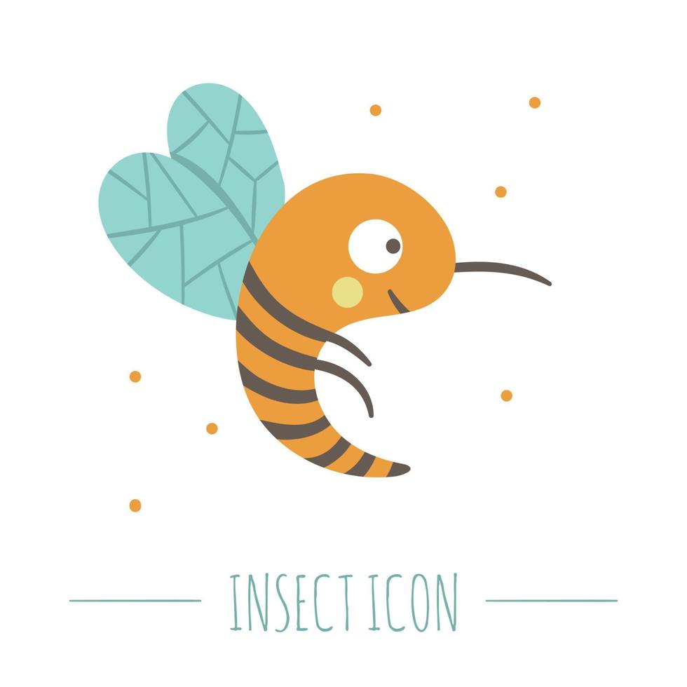 vector dibujado a mano abeja voladora plana. gracioso icono de insecto del bosque. lindo bosque ilustración animalista para niños diseño, impresión, papelería