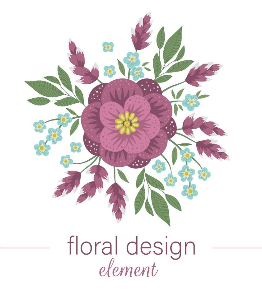 Vector floral round decorative element. Flat trendy illustration with flower