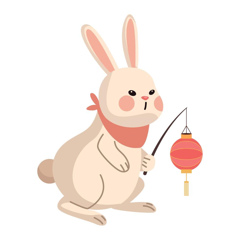 mid autumn rabbit with lamp vector
