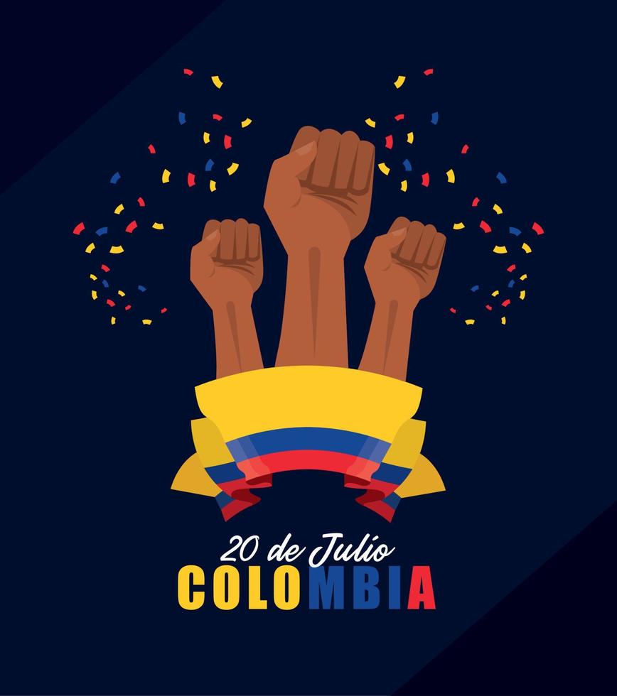 colombia independence day postcard vector