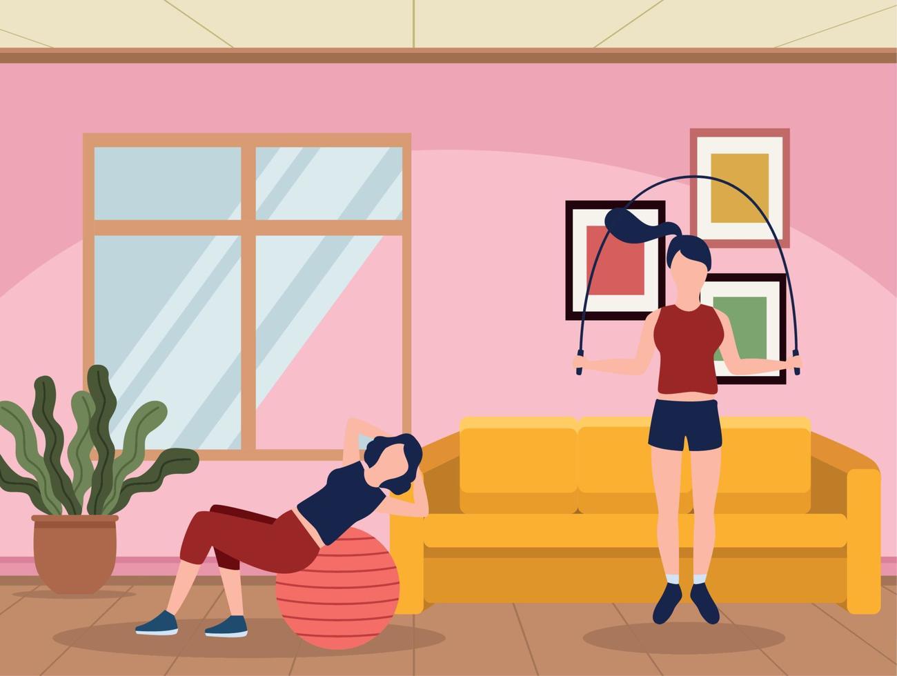 Women doing exercise vector