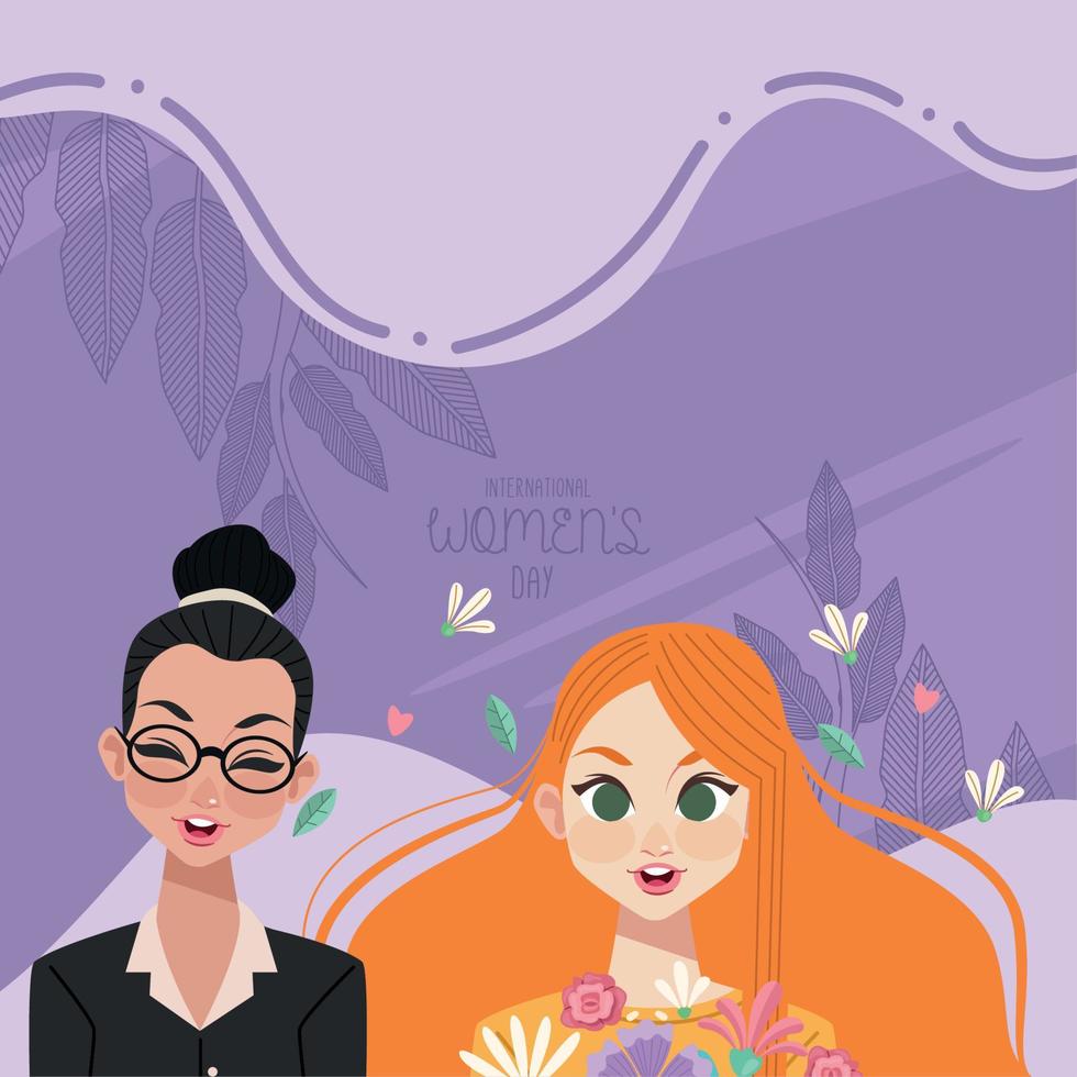 two women couple characters vector