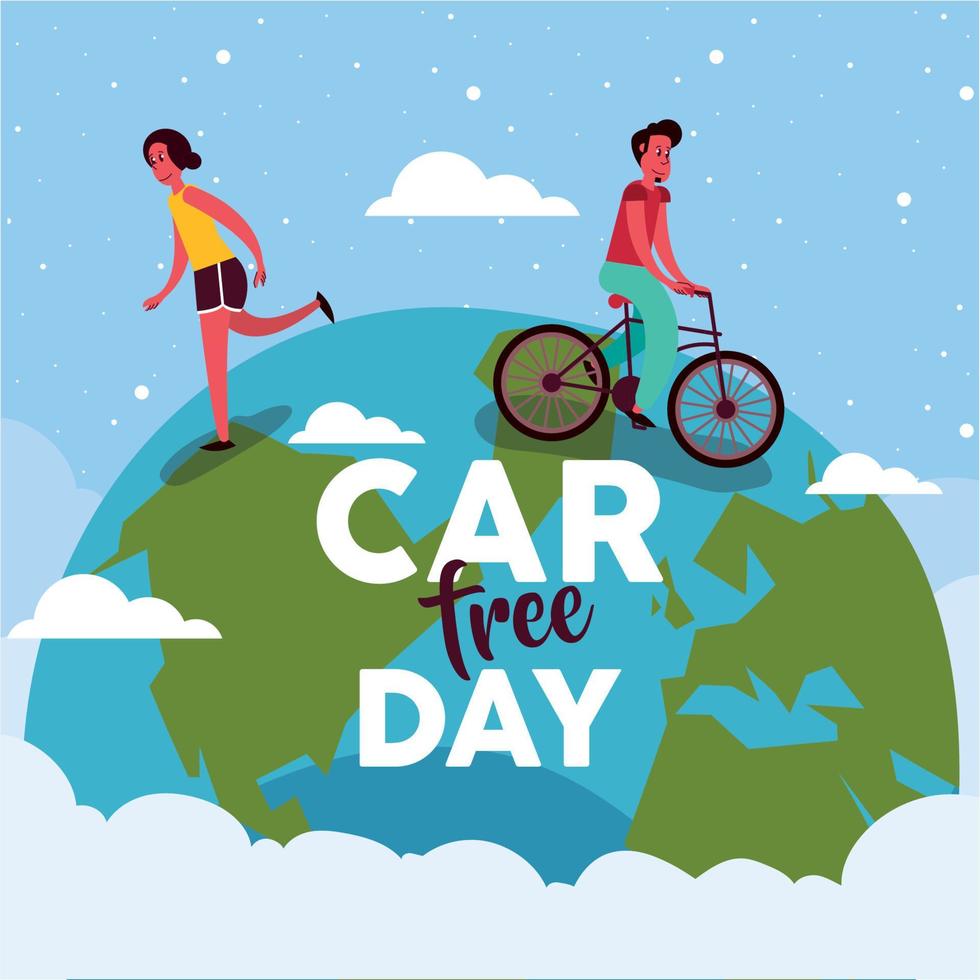 car free day lettering vector