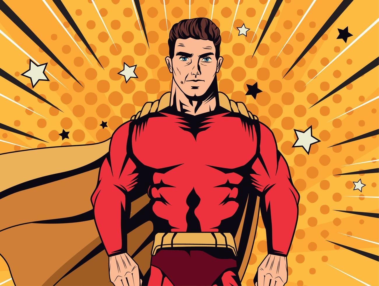 red superhero pop art poster vector