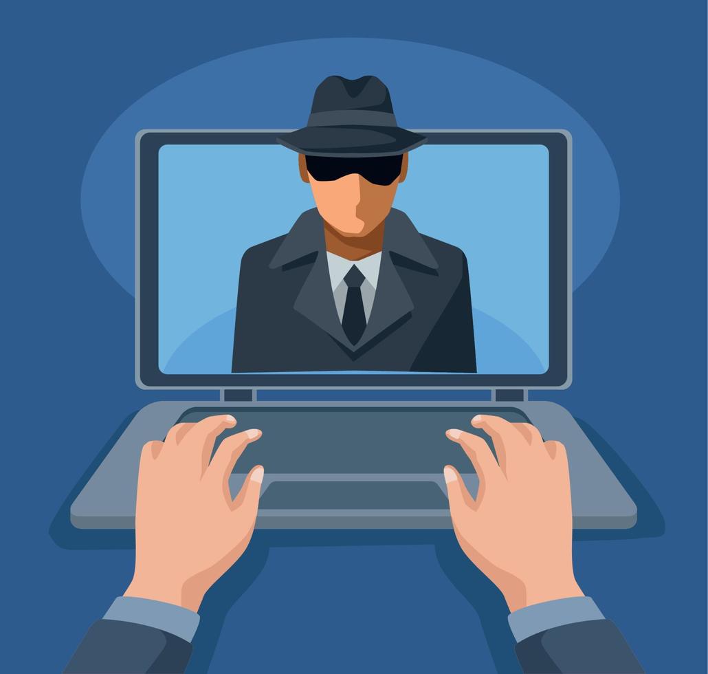 hacker in laptop vector