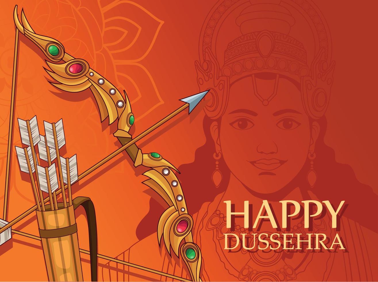 happy dussehra lettering vector