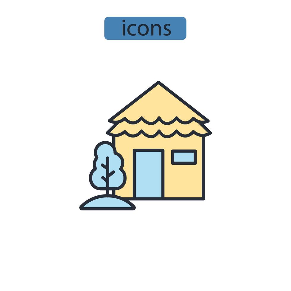 bungalow iconos símbolo vector elementos para infografía web