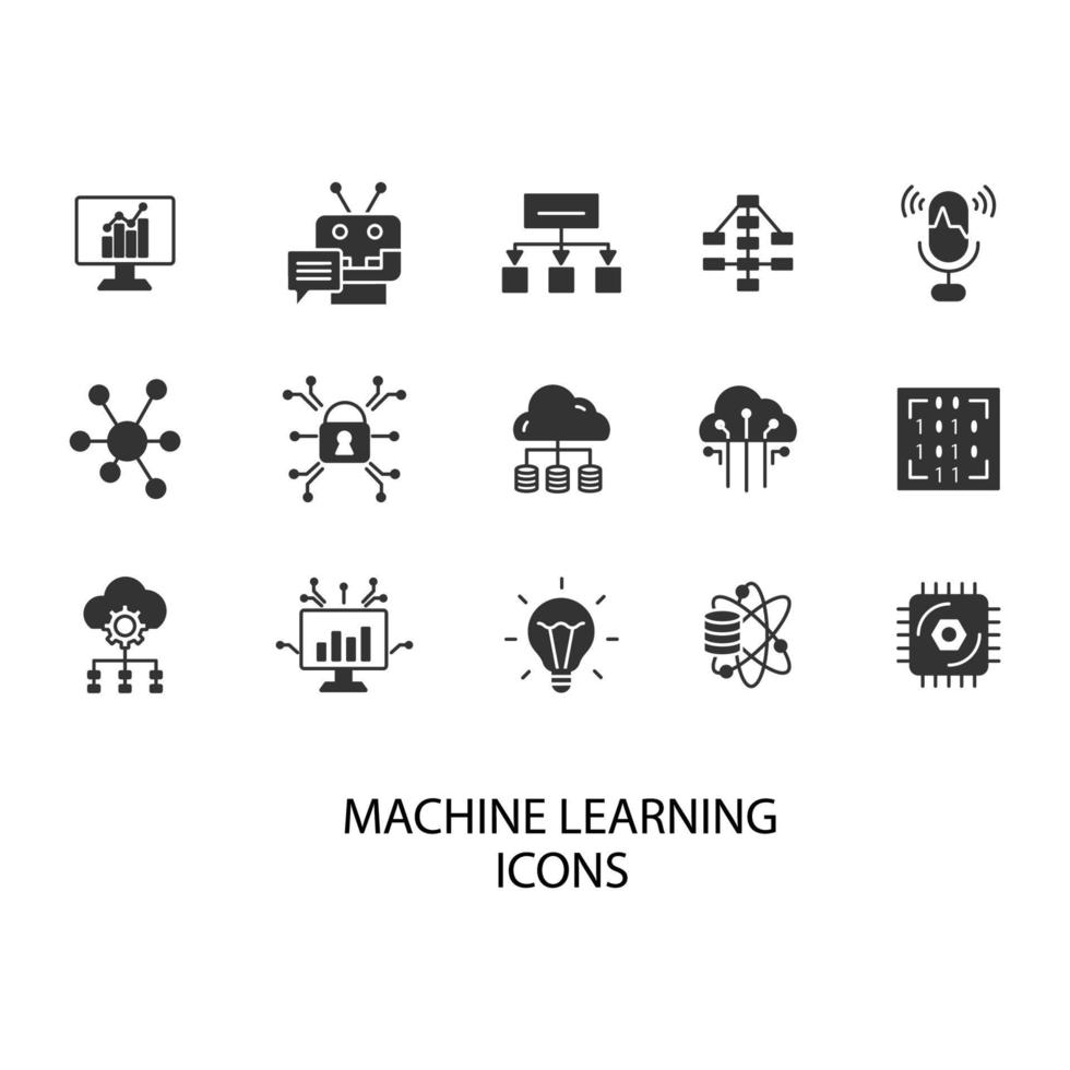 machine learning icons set . machine learning pack symbol vector ...
