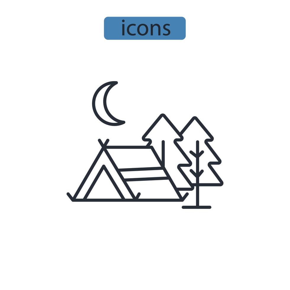 iconos de campamento símbolo elementos vectoriales para web infográfico vector