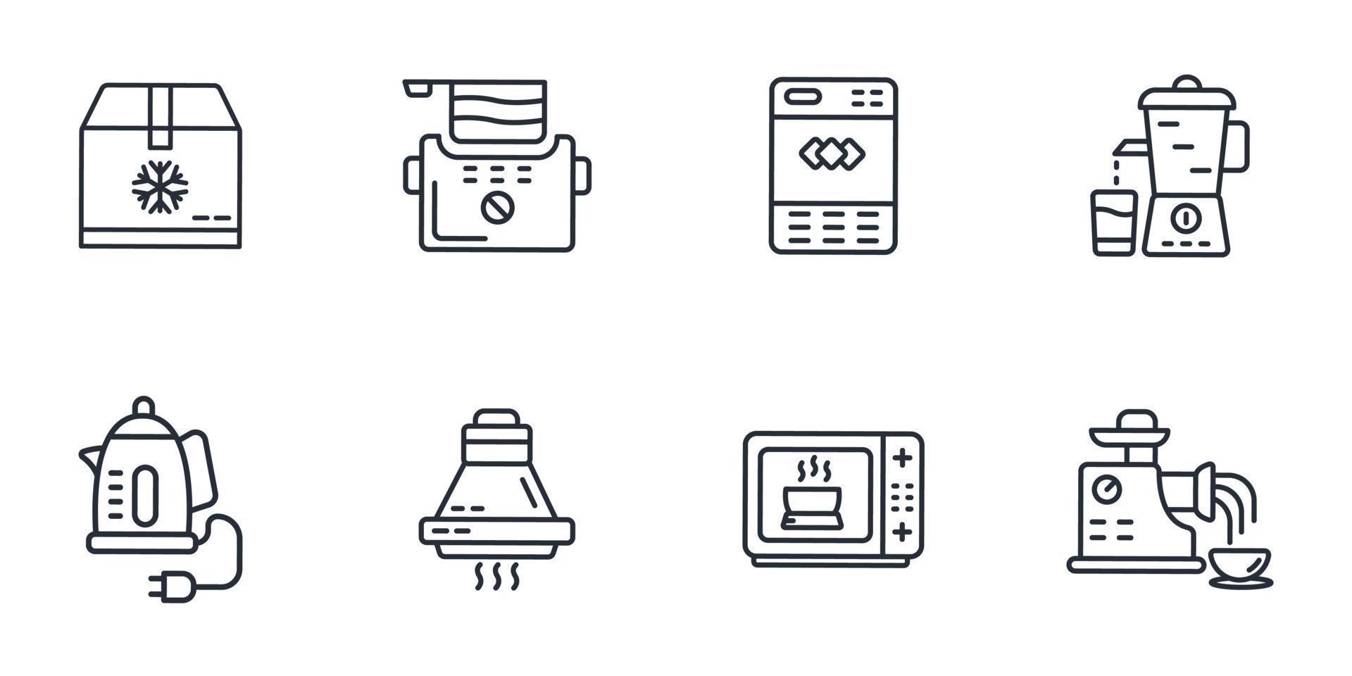 electrodomésticos de cocina iconos símbolo elementos vectoriales para infografía web vector