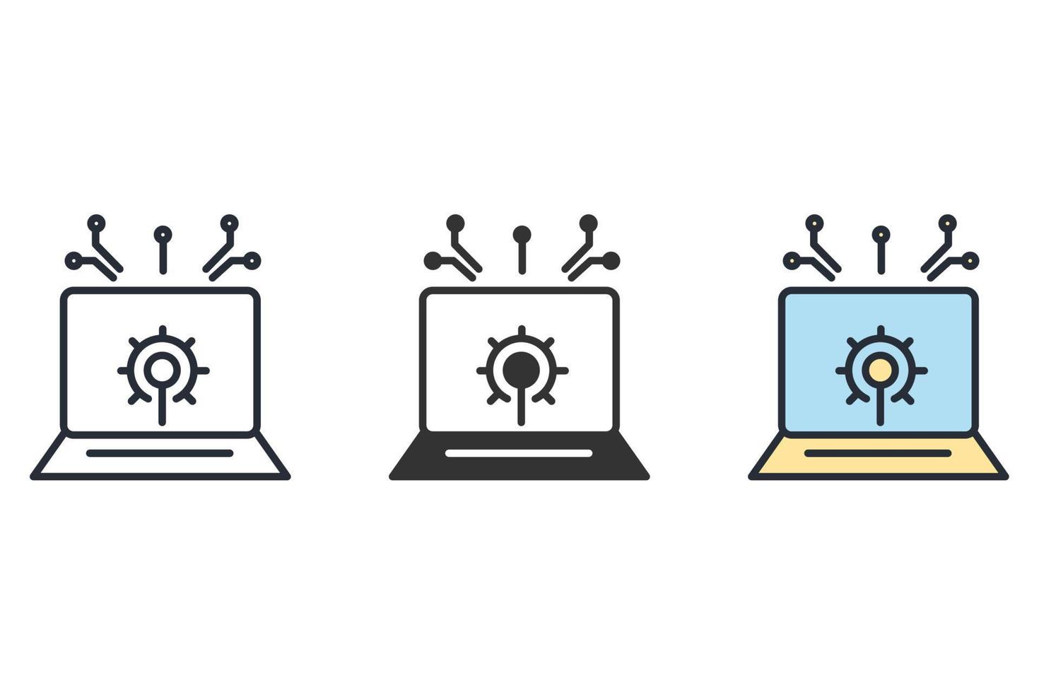 Intrusion detection system icons symbol vector elements for infographic ...