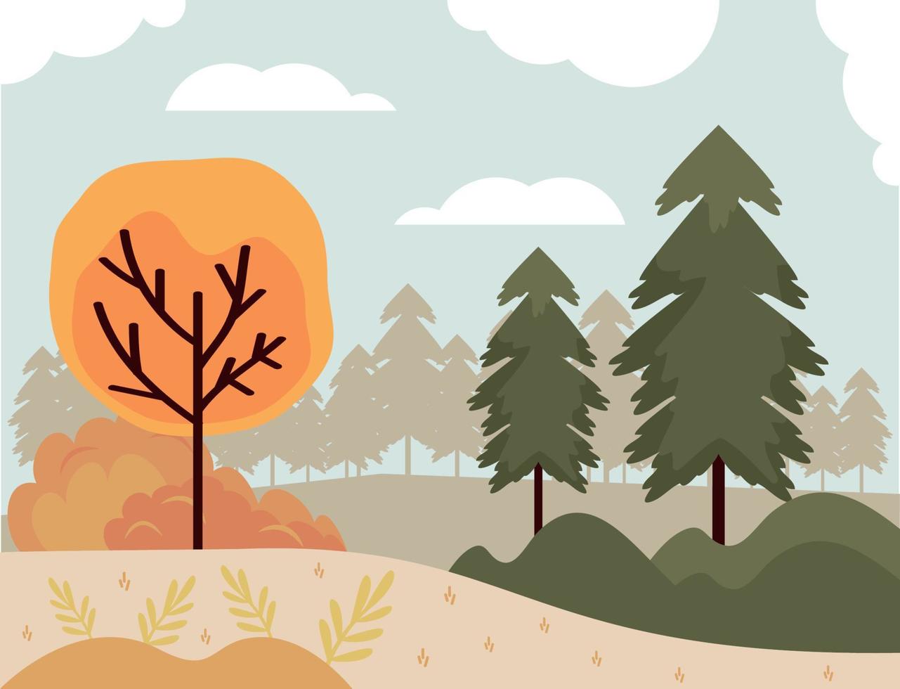 autumn season forest landscape vector