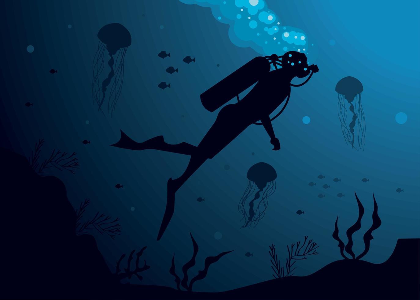 coral reefs with diver vector