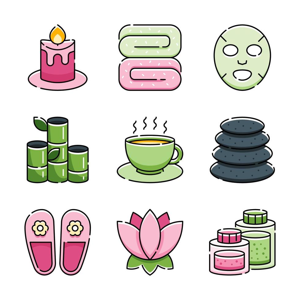 colección de paquetes de conjunto de iconos de spa y belleza vector