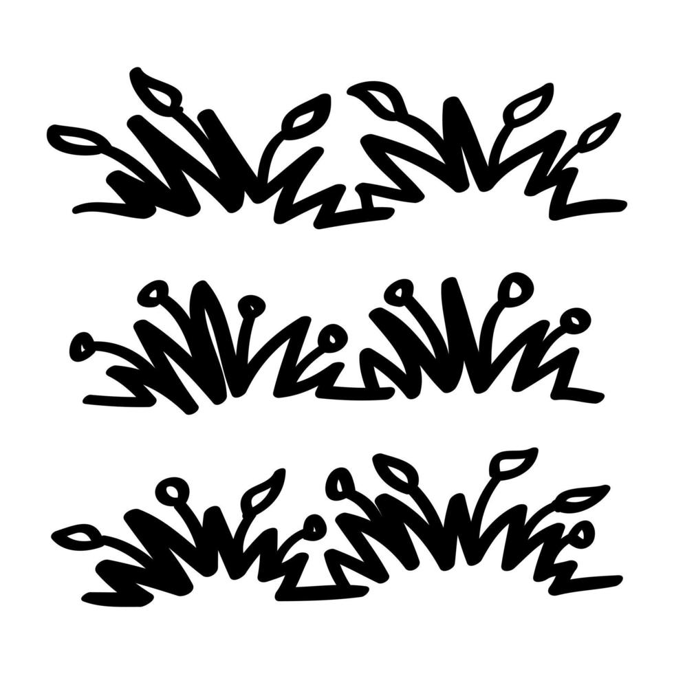 hand drawn grass collection doodle style vector