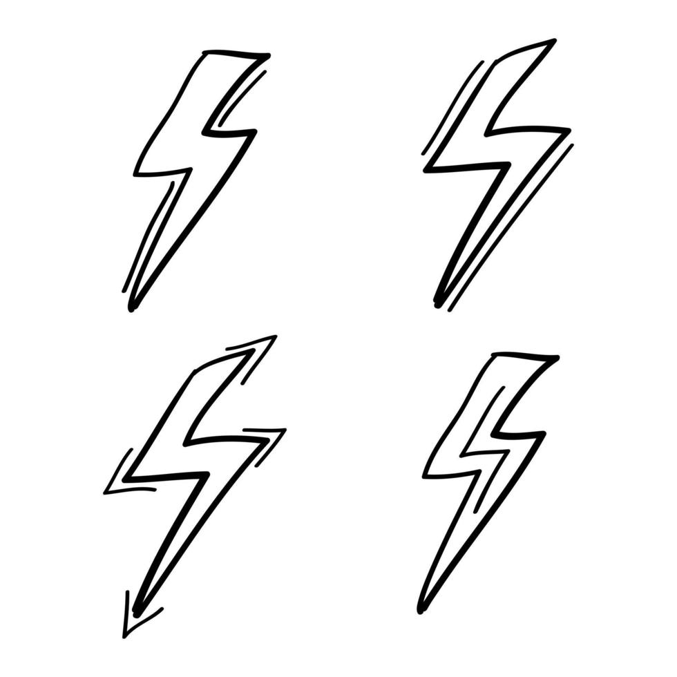 hand drawn thunder illustration vector in doodle style