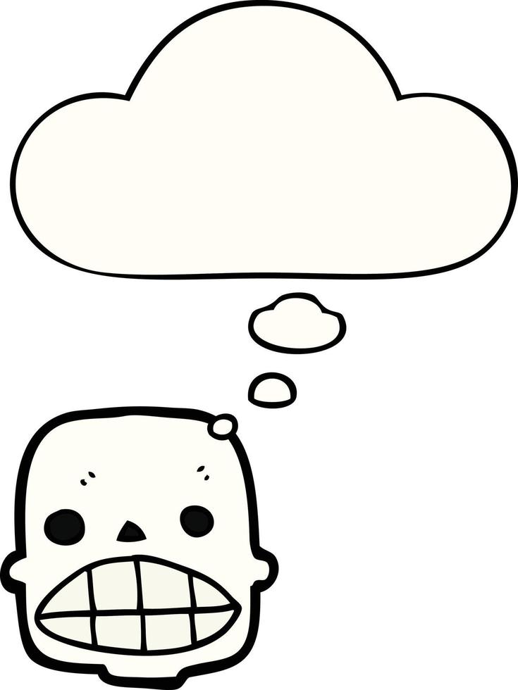 cartoon skull and thought bubble vector