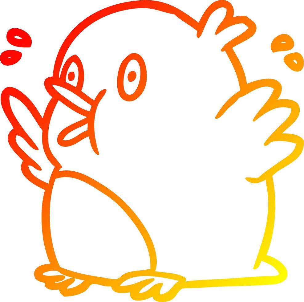 warm gradient line drawing over excited robin vector