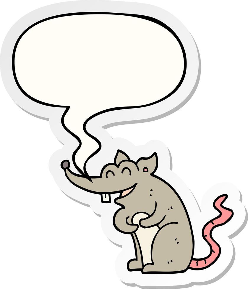 cartoon rat and speech bubble sticker vector