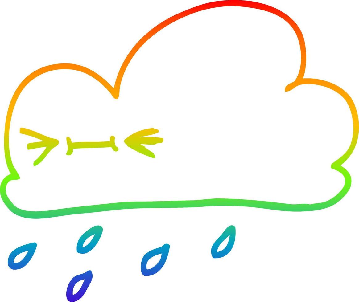 rainbow gradient line drawing cartoon happy grey cloud vector