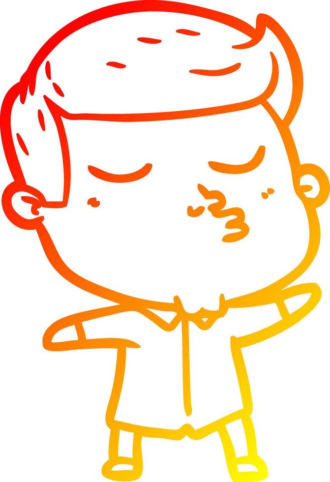 warm gradient line drawing cartoon model guy pouting vector