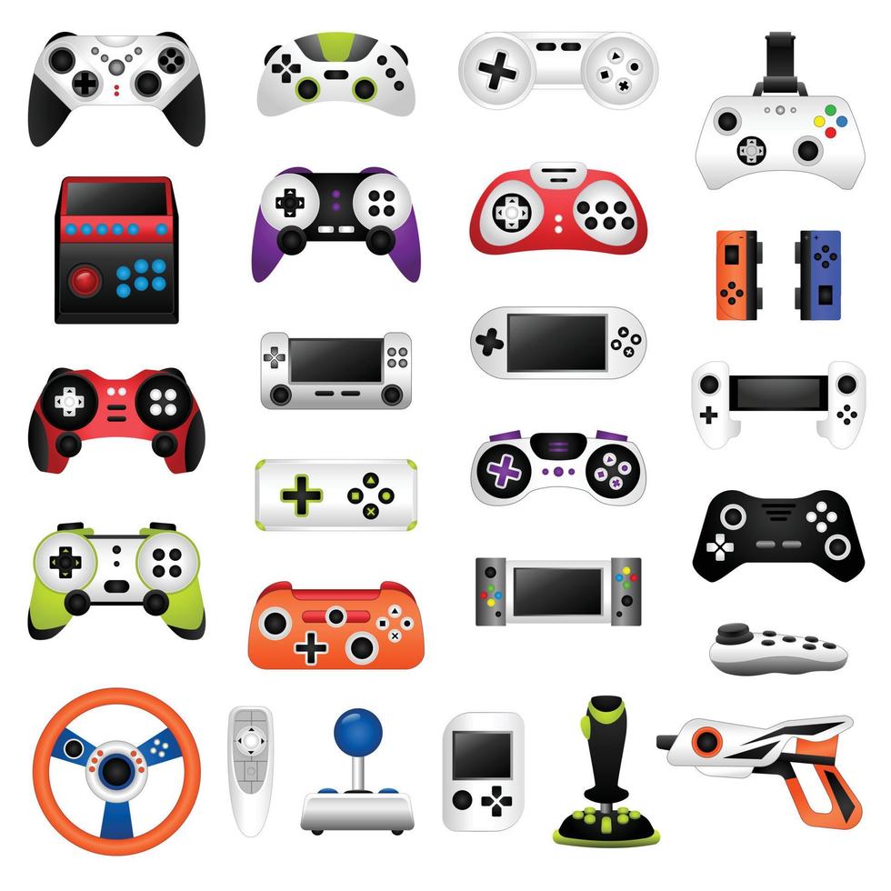 conjunto de iconos de joystick vector de dibujos animados. espacio de trabajo del juego