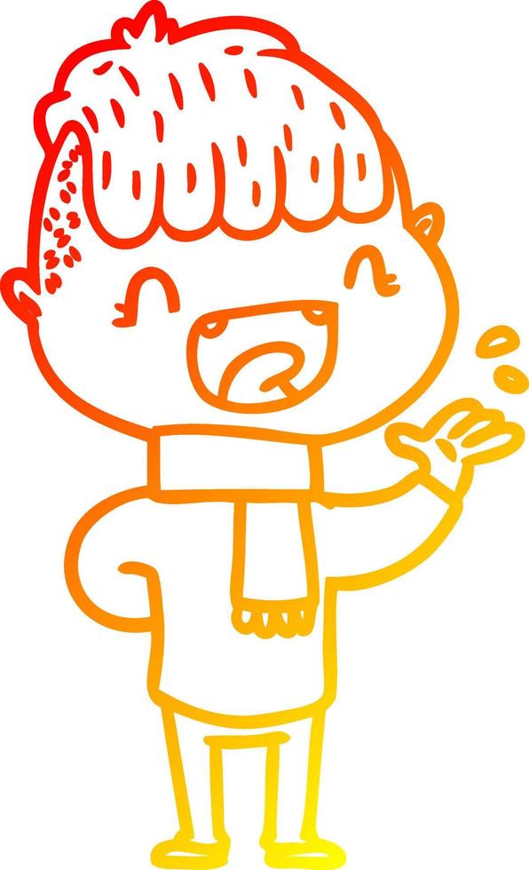 warm gradient line drawing cartoon happy boy laughing vector