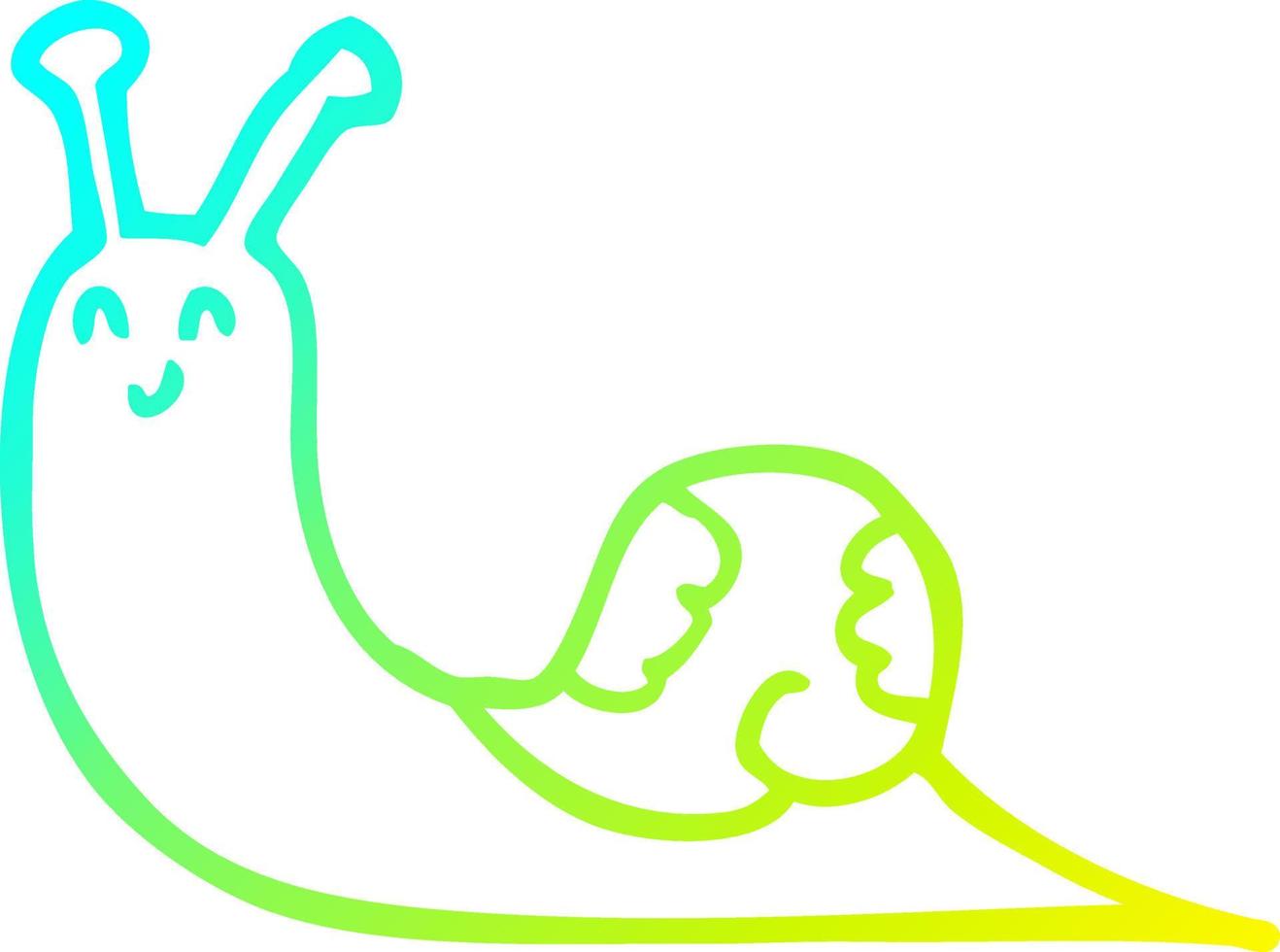 cold gradient line drawing cute cartoon snail vector