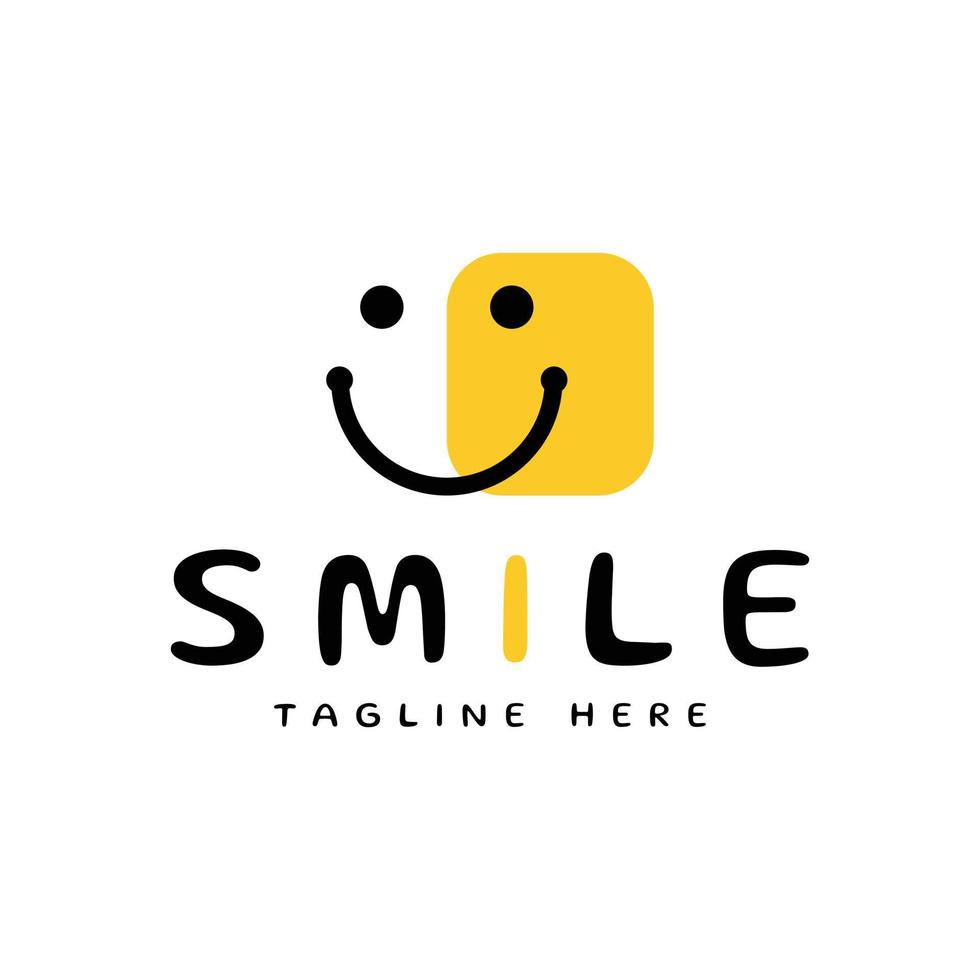 simple happy smile logo design vector