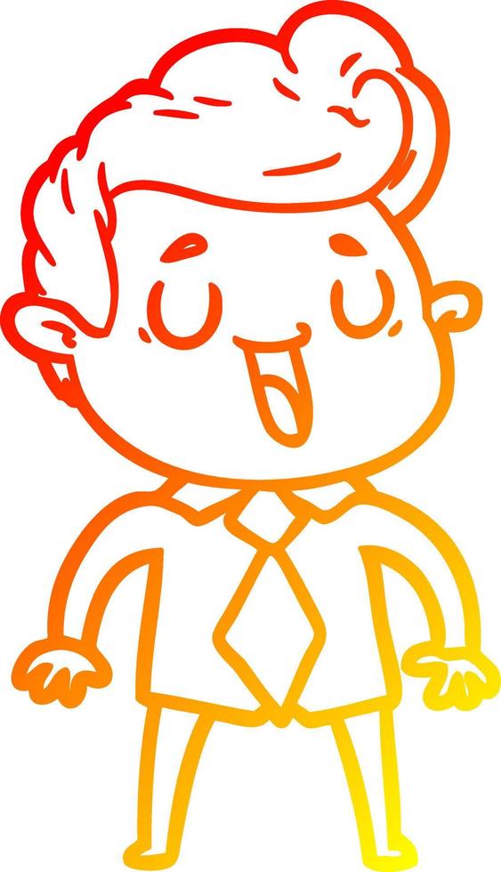 warm gradient line drawing happy cartoon man vector