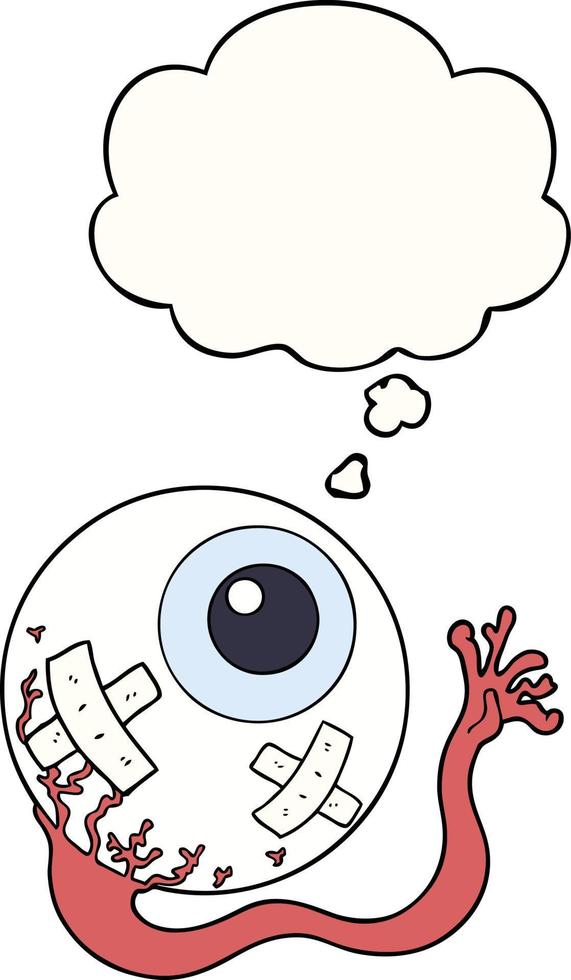 cartoon injured eyeball and thought bubble vector