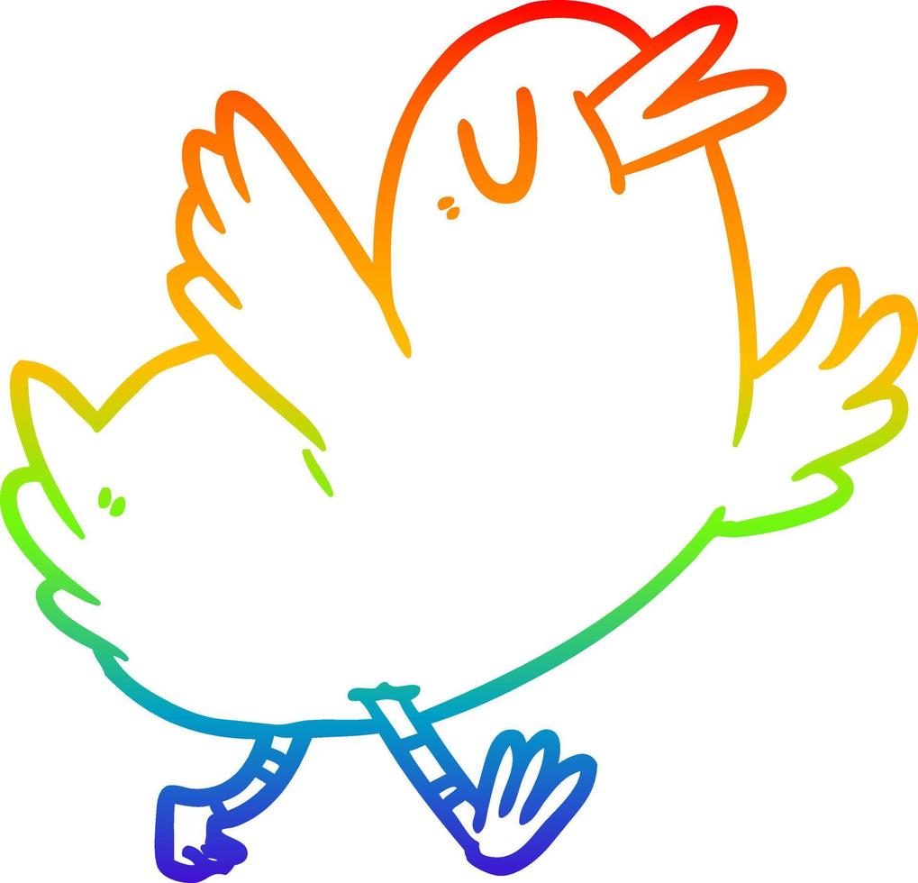 rainbow gradient line drawing happy bird vector