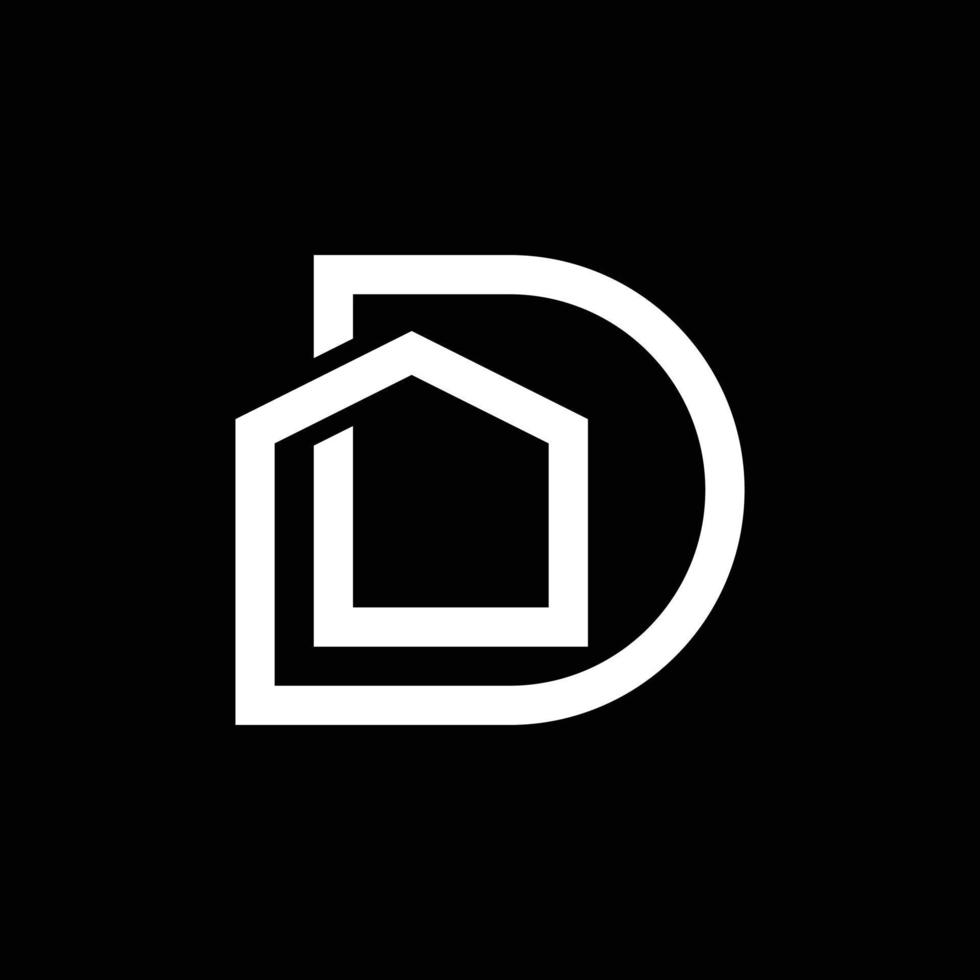 letter D home building logo design vector