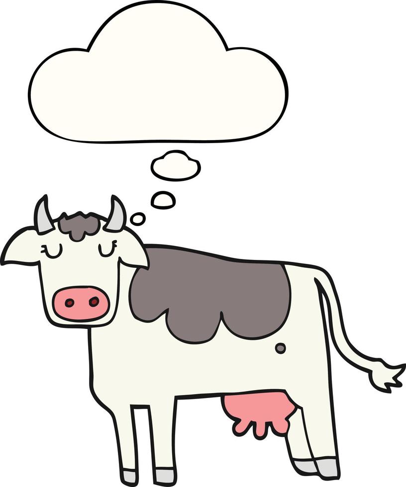 cartoon cow and thought bubble vector