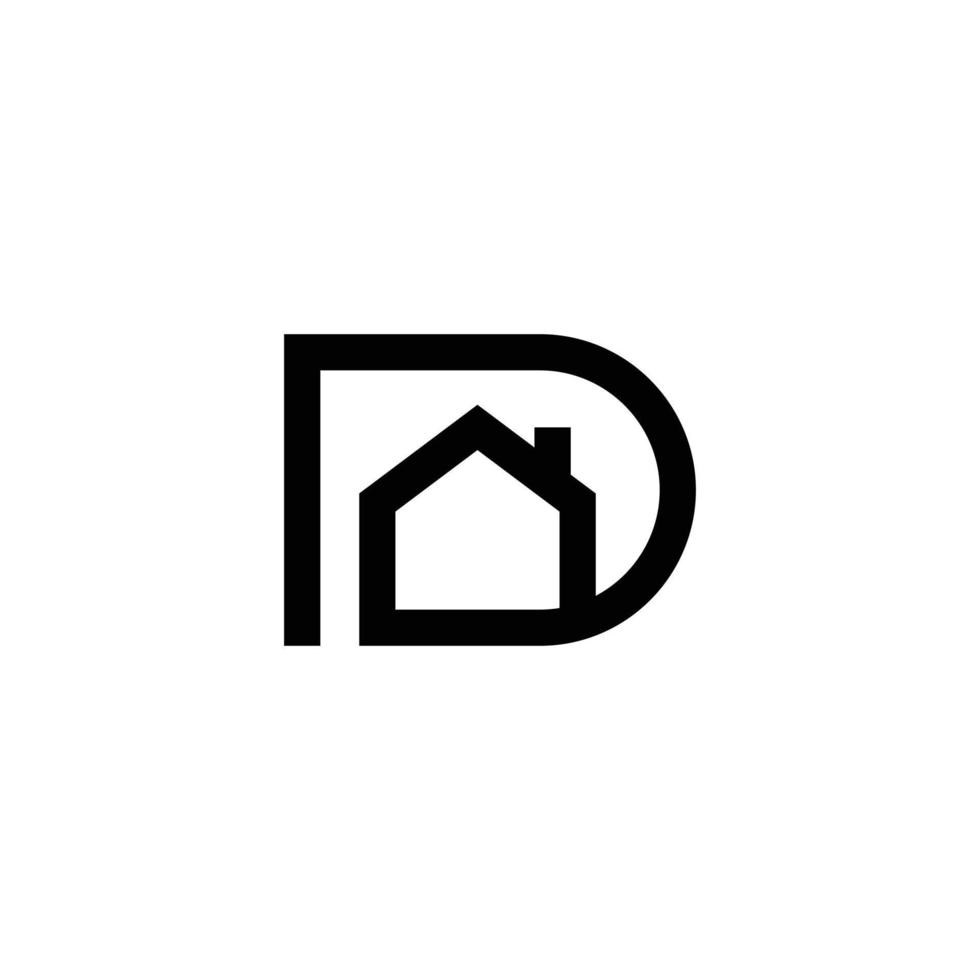 letter D home building logo design vector