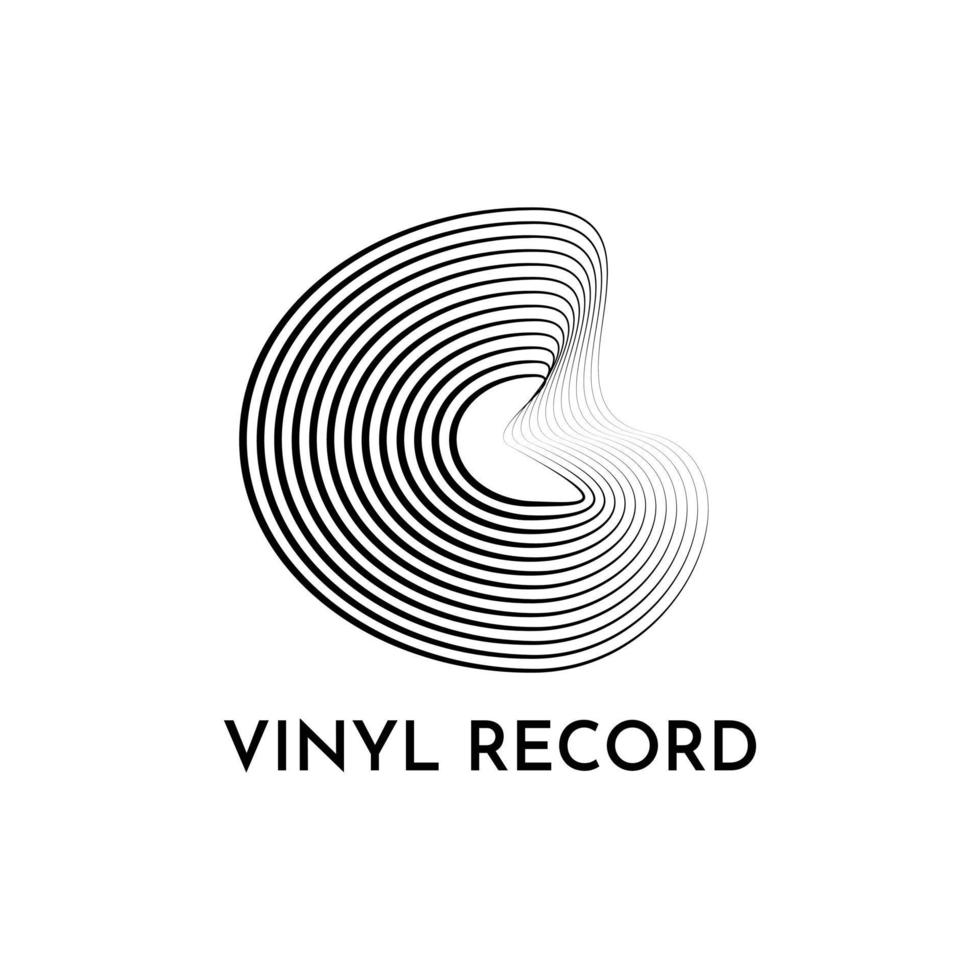 abstract vinyl music record logo design vector