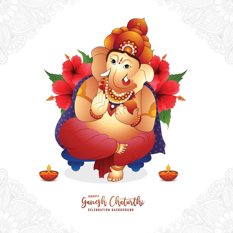 Indian festival of ganesh chaturthi celebration card background vector