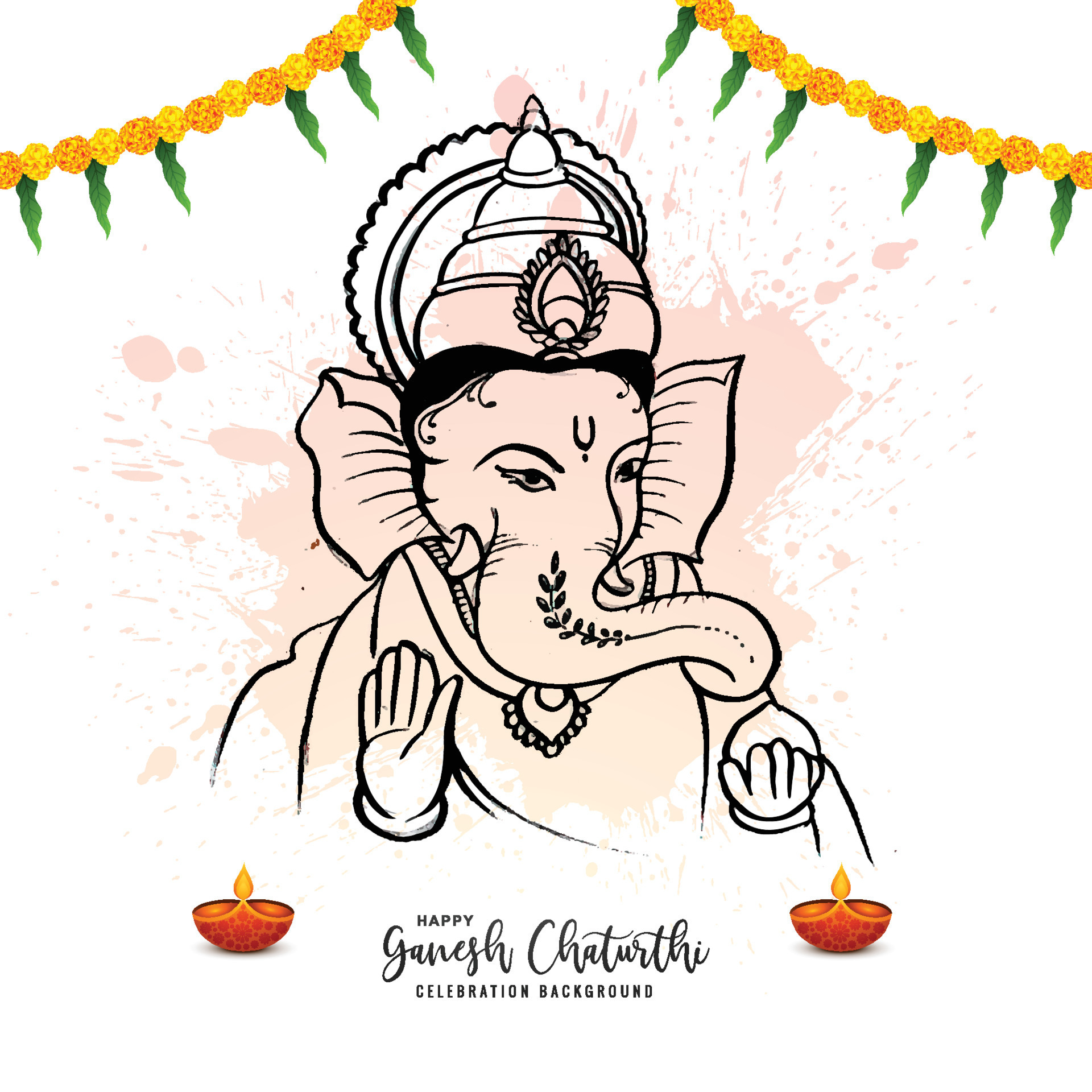 Image of Sketch Of Hindu God Lord Ganesha Or Ganpati Creative Outline  Editable Vector Illustration-MS441323-Picxy
