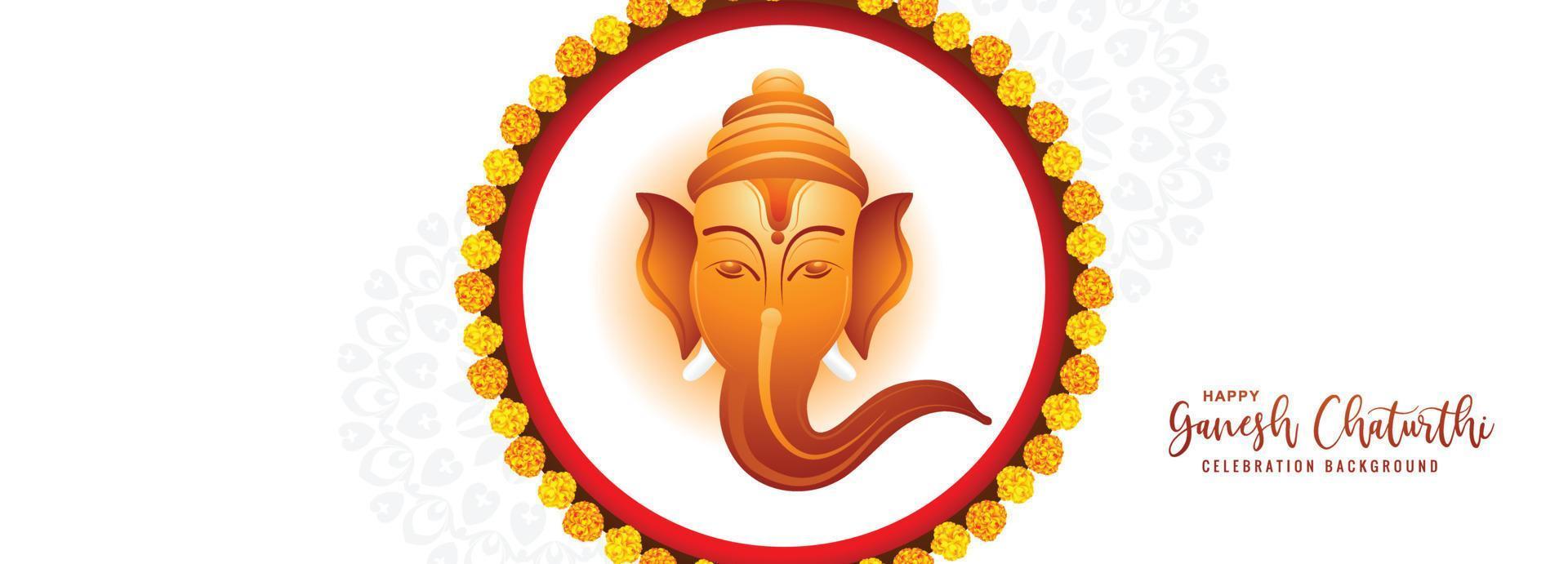 feliz ganesh chaturthi festival religioso indio diseño de tarjeta de banner vector